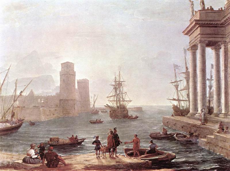 Claude Lorrain Port Scene with the Departure of Ulysses from the Land of the Feaci fdg France oil painting art